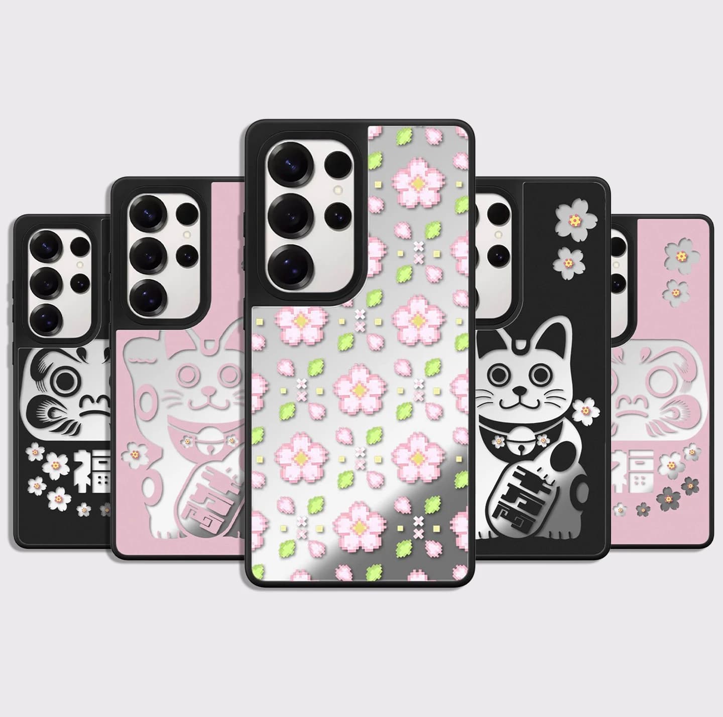 Lucky Fortune Cat Mirror Surface Magnetic Phone Cover for Samsung Galaxy S23 S24 S25 S26 Ultra S26+ Plus Case