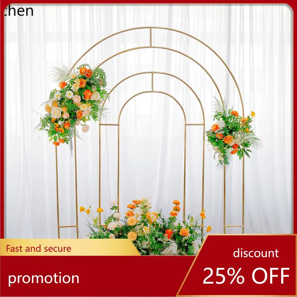 YFY Iron Art Arch   Background Decoration Iron Frame Internet  Balloon Check-in Decoration Background Wall Electroplating gold