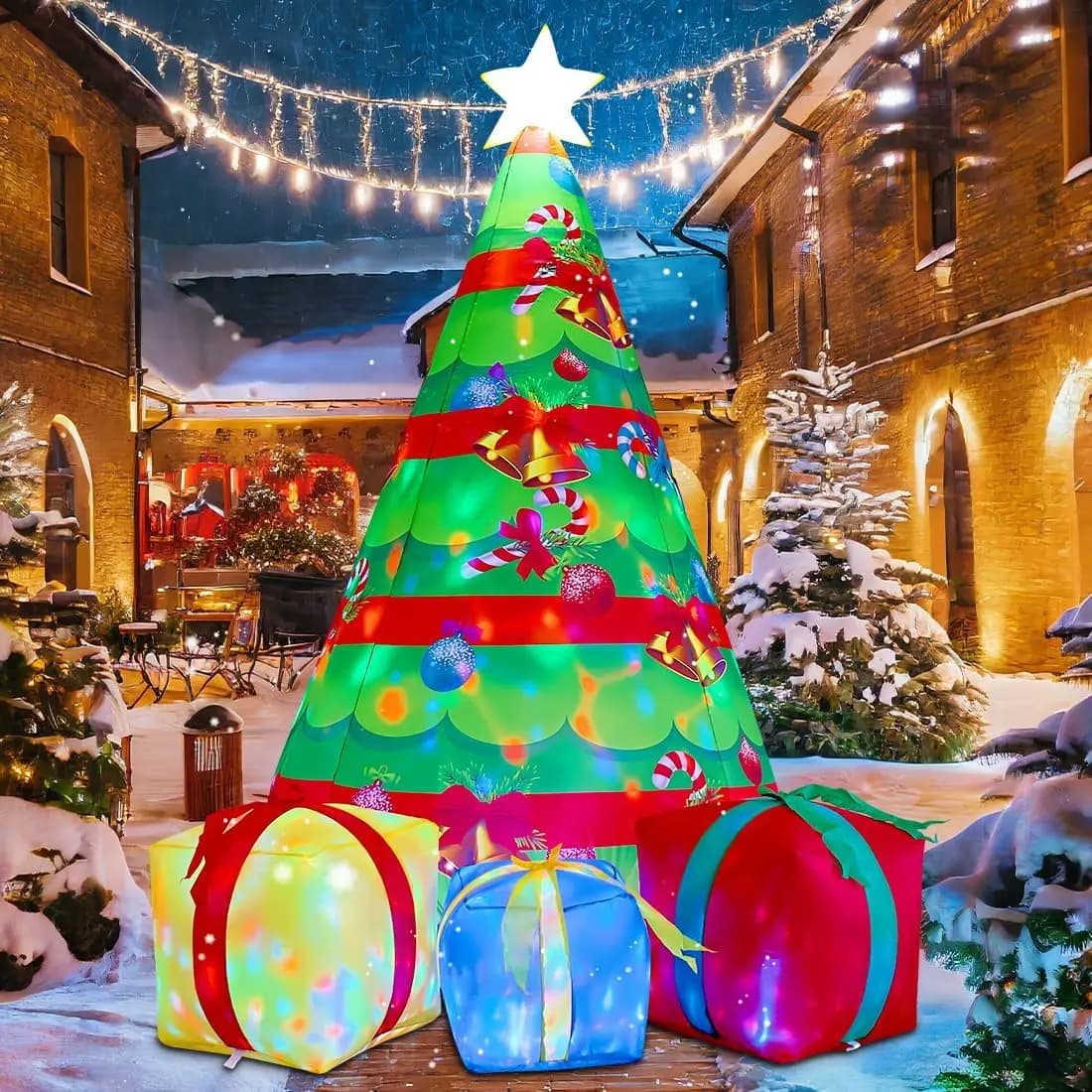 7 FT Inflatable Christmas Tree with Built-in LEDs Outdoor Xmas Tree Decorations Hot Selling Factory Price