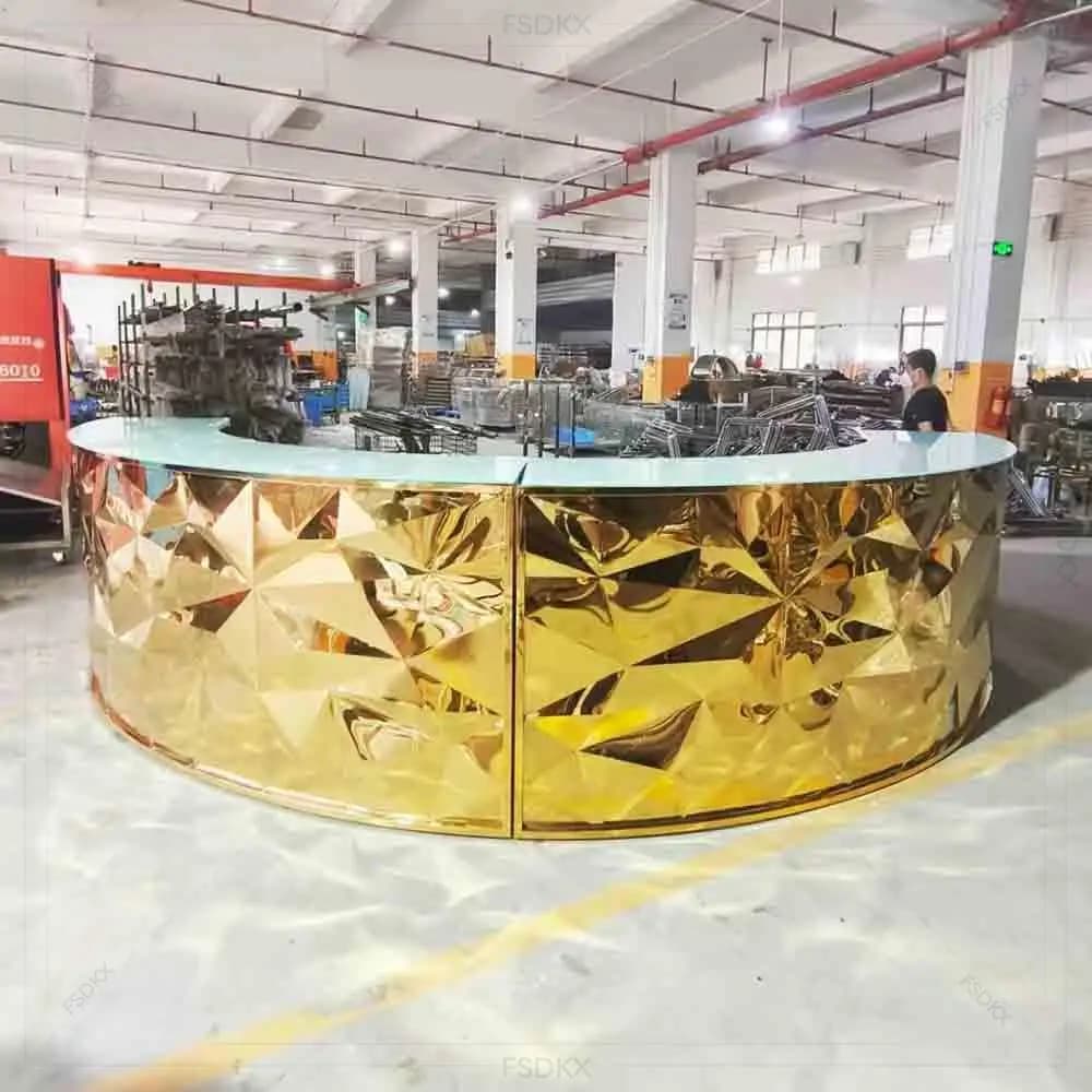 FSDKX Hotel Outdoor Cocktail Bar Counter Table Stainless Steel Movable Counter Bar Tables for Party and Wedding