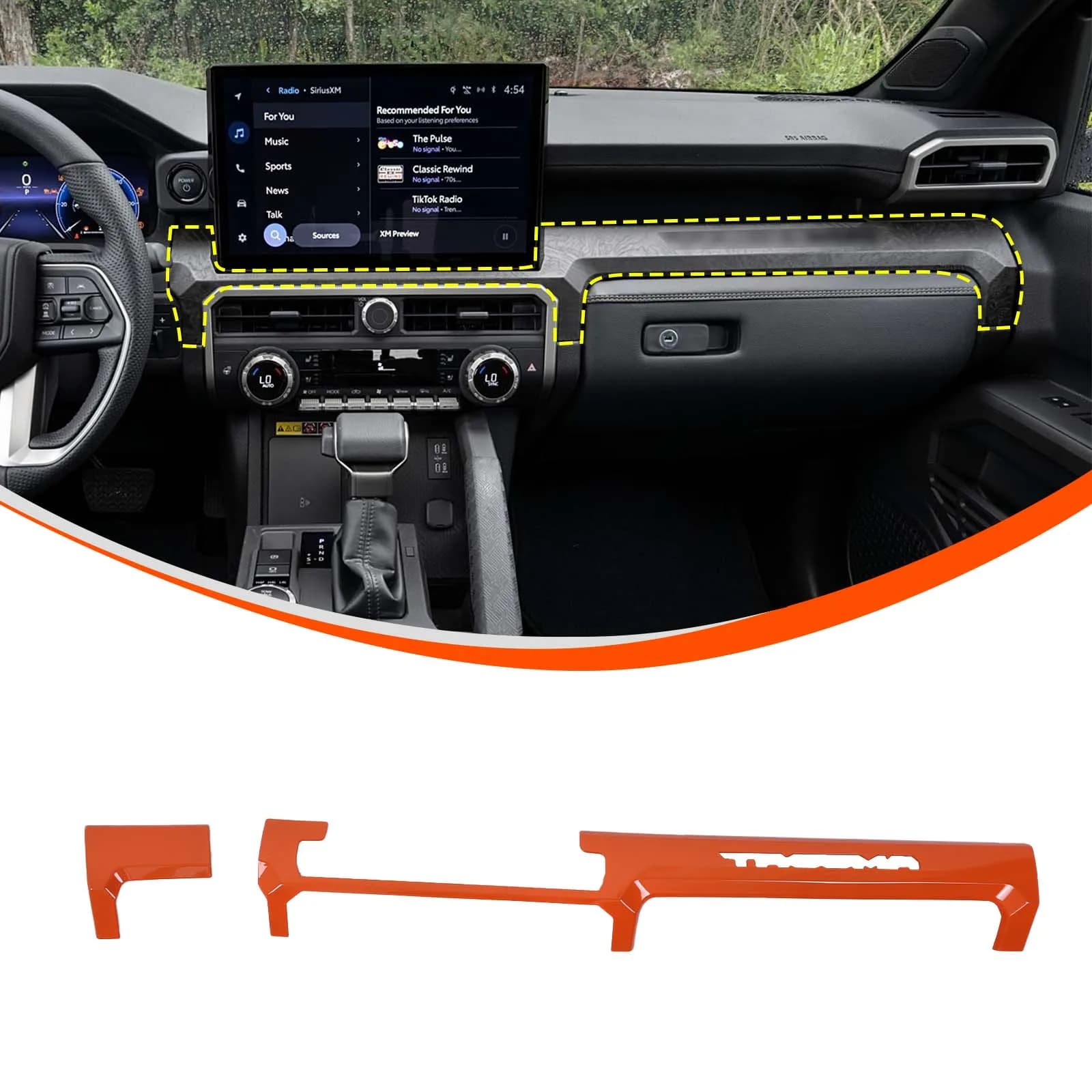 Center Console Trim Panel Dashboard Cover Frame Trim Car Accessories ABS For Toyota Tacoma N400 2024-2026 Fit Only SR SR5 Model