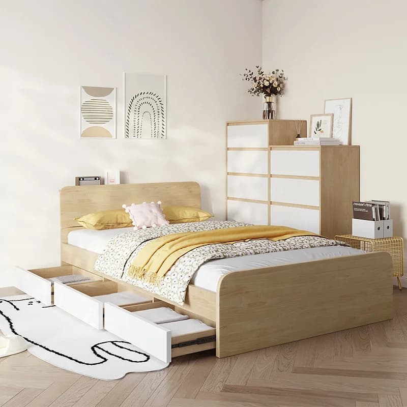 School Girls Dormitory Single Bed with Broach Furniture Modern Bedroom Student Children's Room Set Size