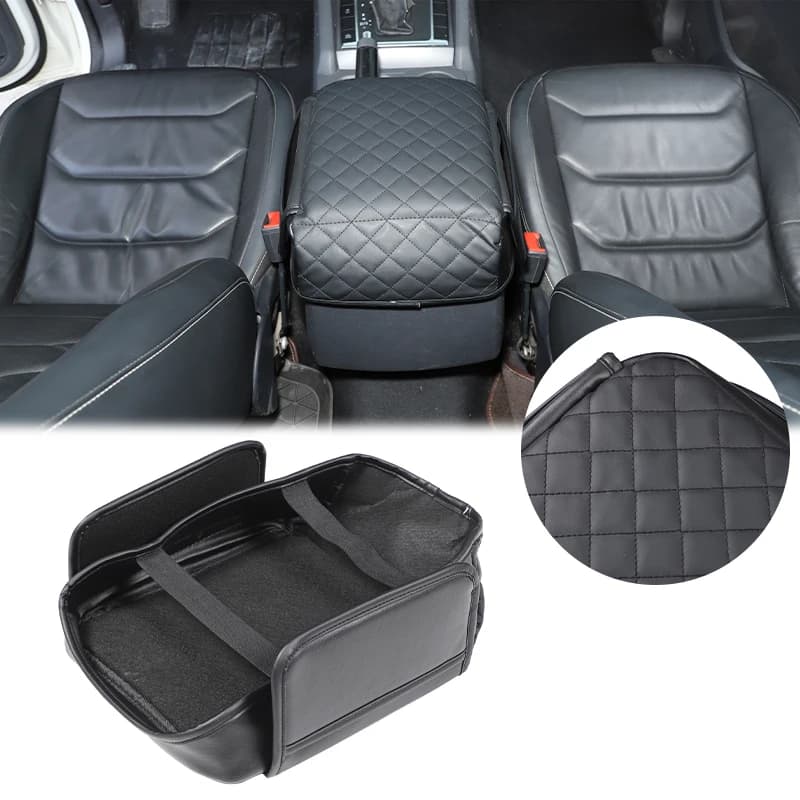 PU Leather Car Center Console Armrest Cover, Protector with Dual Storage Pockets Wear-Resistant For 2011‑2015 Volkswagen Amarok