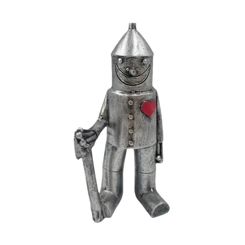 Whimsical Soldier Figurine Metal Statue with Axe and Heart Decor Art Sculpture Porch Patio Yard Decor