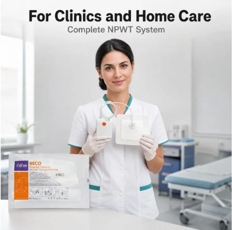 For Clinics and Home Care RECO NPWT System  Pressure Wound Therapy Pump with Sterile Dressing Refills Medical Wound Care Kit