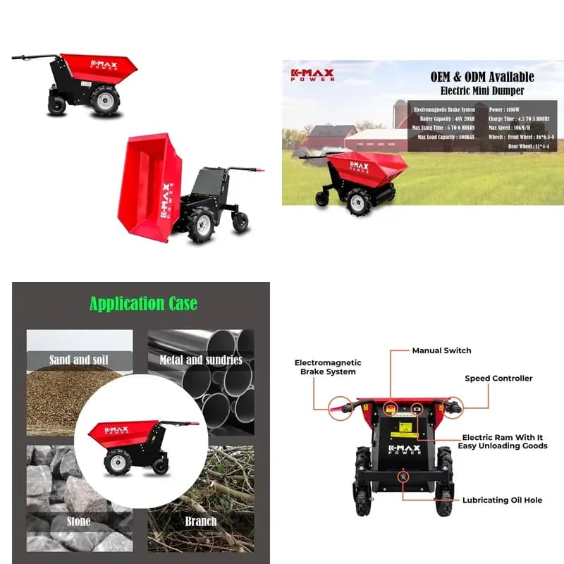 2026CE CE Approved 500Kg Load Capacity 48V 20AH Electric Rubber Track Agriculture Small Barrow Mini Skid Steer Loader Dumper