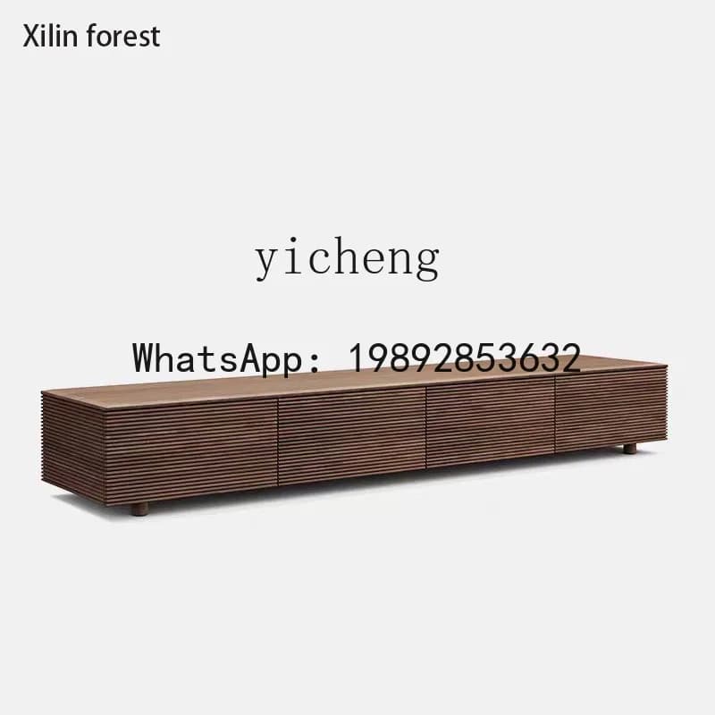 X6  TV Cabinet Black Walnut Storage Cabinet Living Room All Solid Wood Oak Floor Cabinet