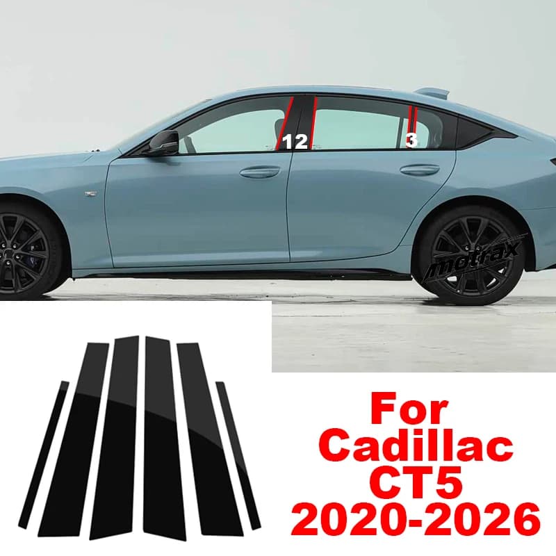 For Cadillac CT5 2020 2021 2022 2023-2026 Car B C Pillar Stickers PC Window Trim Cover Middle Decoration Pillar Accessories