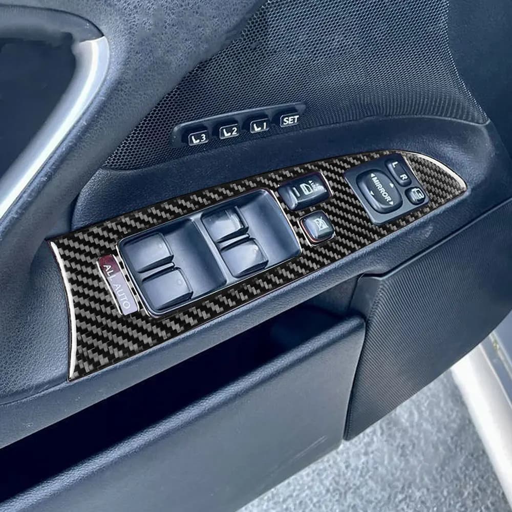4pcs Carbon Fiber Window Lift Switch Panel Cover Trim For LEXUS IS250 IS350 2006-2008