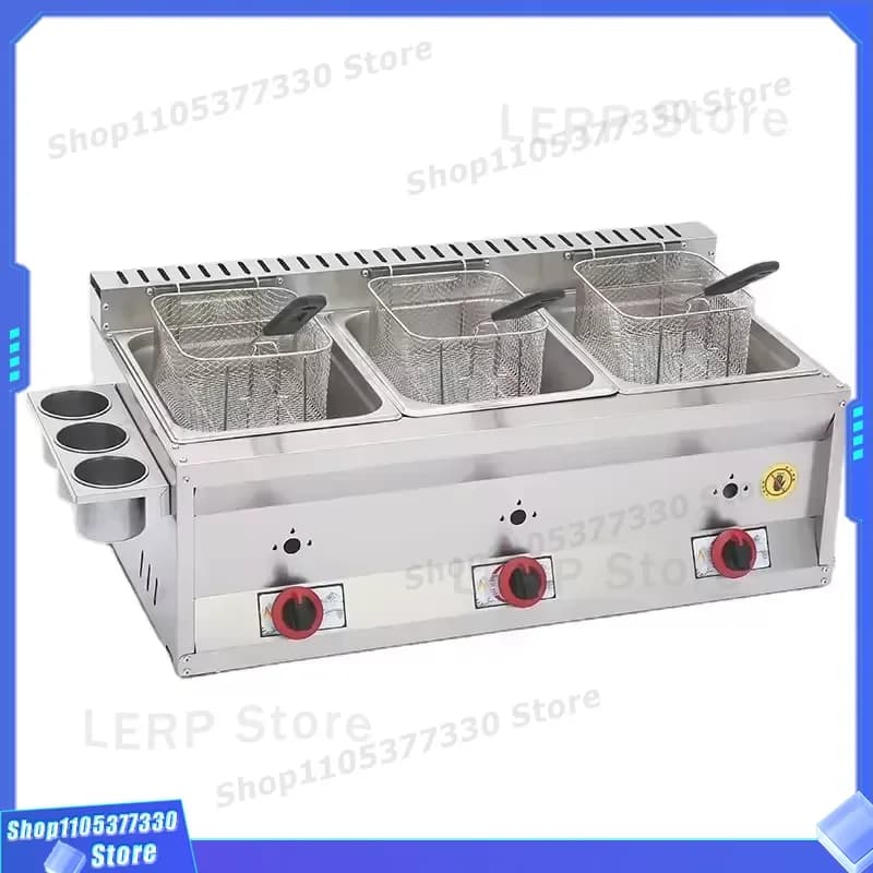 Commercial Gas Deep Fryer for French Fries Household Liquefied Petroleum Gas Skewer Machine Stainless Steel Kitchen Equipment