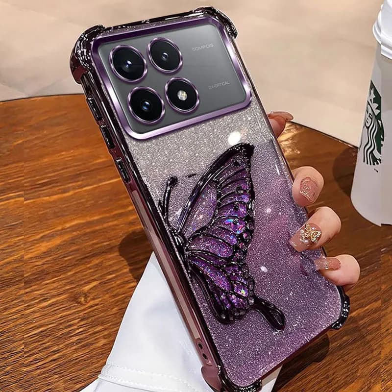 F6pro Case Luxury Bing Bing Glitter Shockproof Cover For Xiaomi poco F6 X6 M6 F5 M5S 14 pro ultra Gift Silicone Butterfly Cases