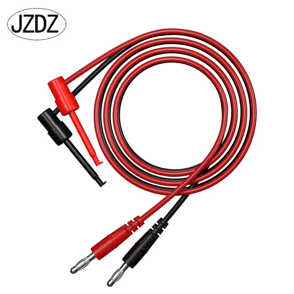 JZDZ 2PCS Multimeter Test Lead 4MM Banana Plug to Test Hook Clips Cable Wire Red Black 100CM Electrical Test Cable 70057B