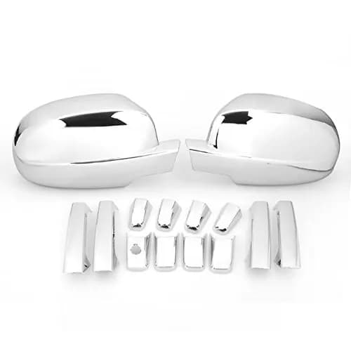 Premium Grade Chrome Plated Side Door Handle + Full Mirror Cover Fit for 07-13 Chevy Silverado Tahoe