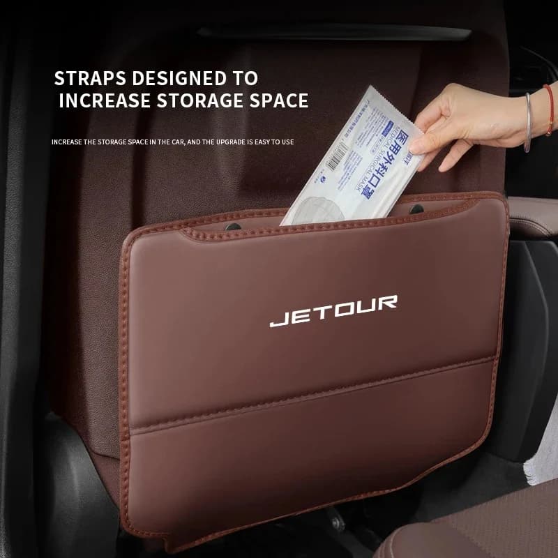 Auto Rear Seat Anti‑Kick Mat With Storage Pocket For Chery Jetour X90 Pro Tiggo7 Pro Max Omoda C9 Jaecoo J8 Interior Accessory