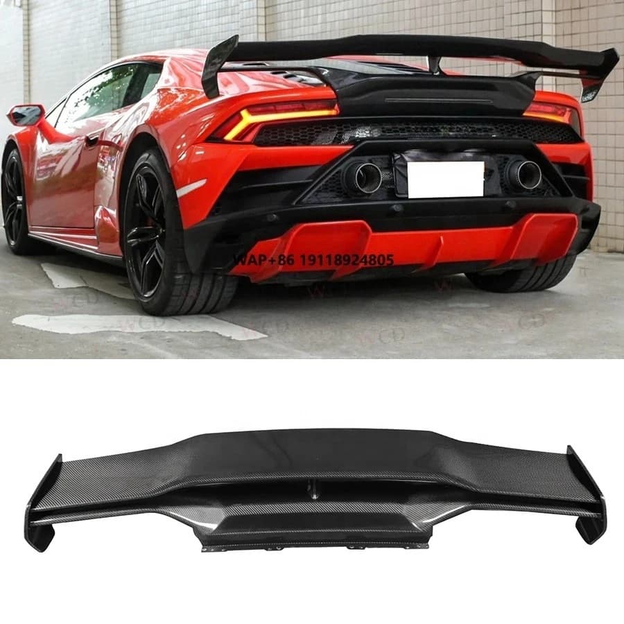 Real Carbon Fiber STO Style GT Rear Wing for  Huracan EVO 2014+ Double Layers Rear Trunk Spoiler Tail Wing Body Kits