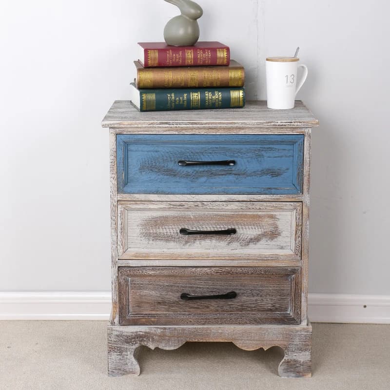 American Countryside Solid Wood Cabinet, Vintage Old Bedside Table, Bedroom Storage Cabinet, Coffee Shop Literary Decoration