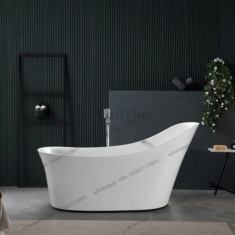 Small apartment acrylic bathtub apartment floor drainage independent household bathtub