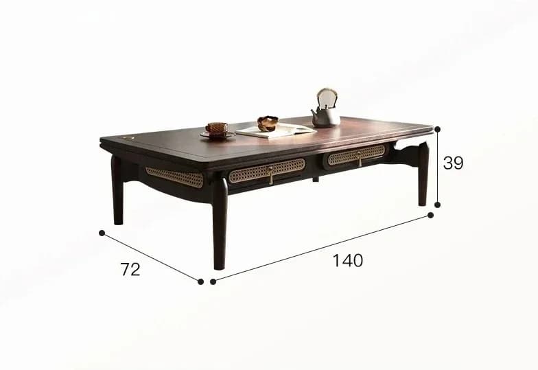 Nordic Solid Wood Simplicity Low Table Home with Drawer Tea Table