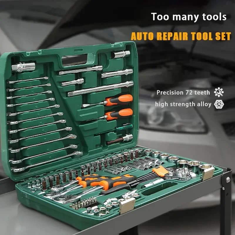 Repair socket wrench and ratchet automotive special tool Daquan multi-functional toolbox electric vehicle repair socket wrench