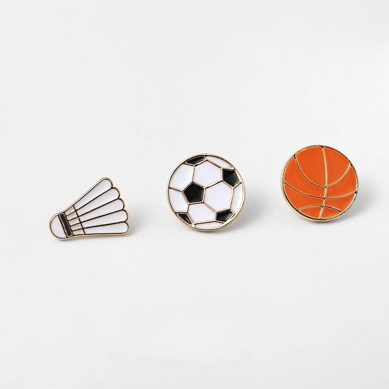 Cute Cartoon Football Basketball Badminton Sports Brooch Metal Gift Badge Pin DIY Clothing Bags Shoes Hat Scarf Jeans Decoration