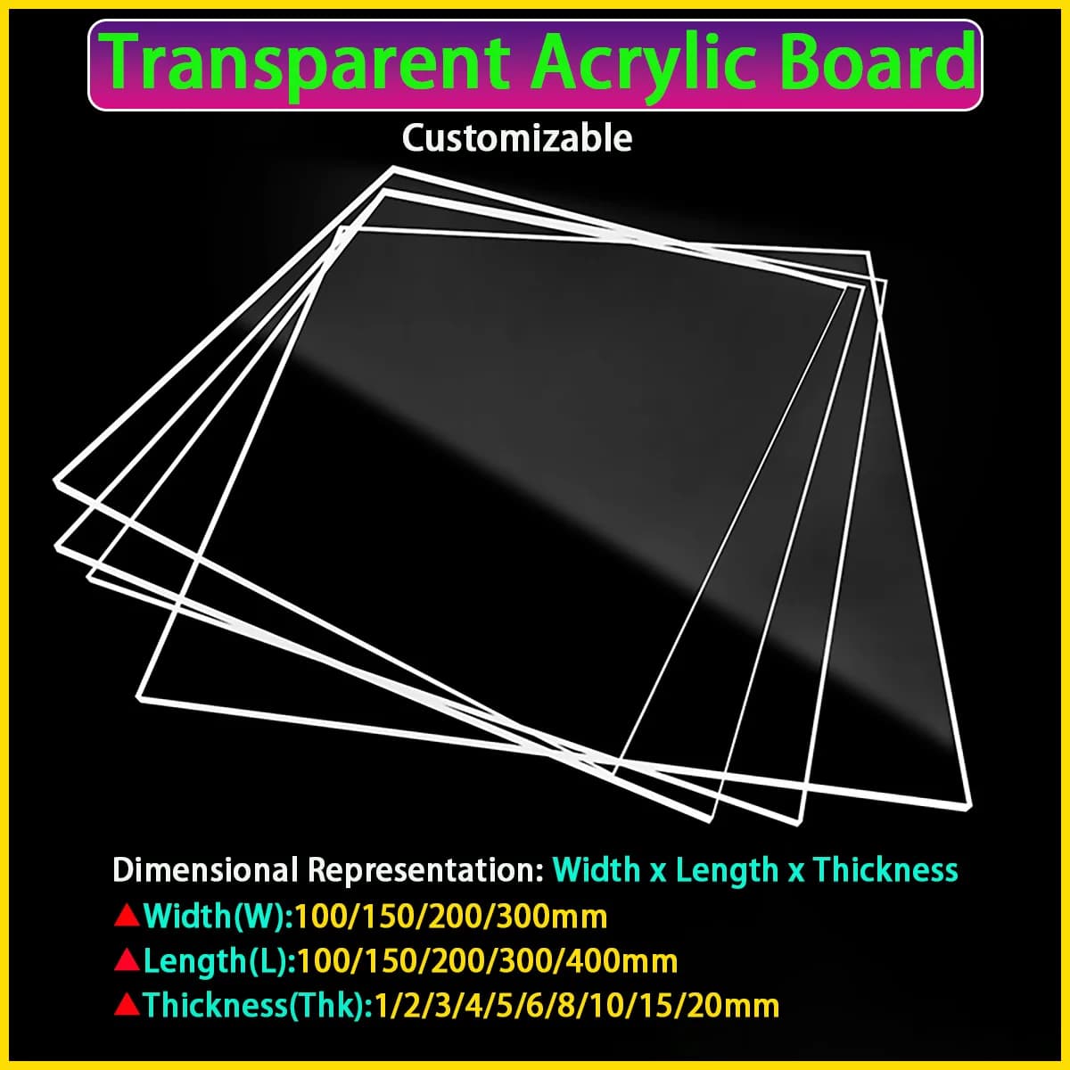 High Transparent Acrylic Plates/Board,Transparent Plexiglass Sheet, THK 1-20mm , DIY Handmade Production,Support Customization