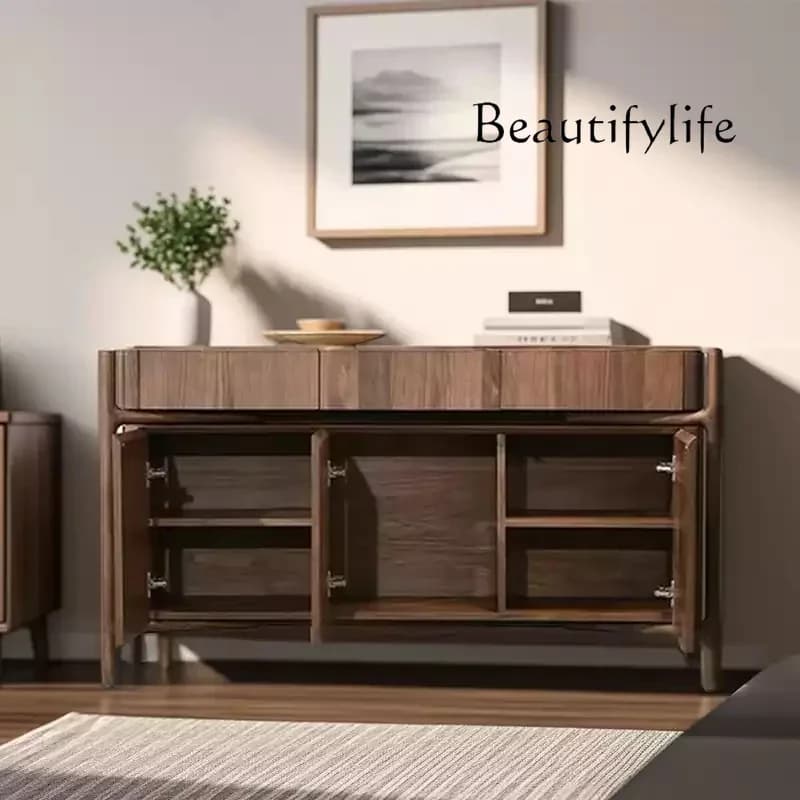 BJ Italian Light Luxury Solid Wood Porch Cabinet Entry Foyer Simple Household New Chinese Retro Dining Side Cabinet