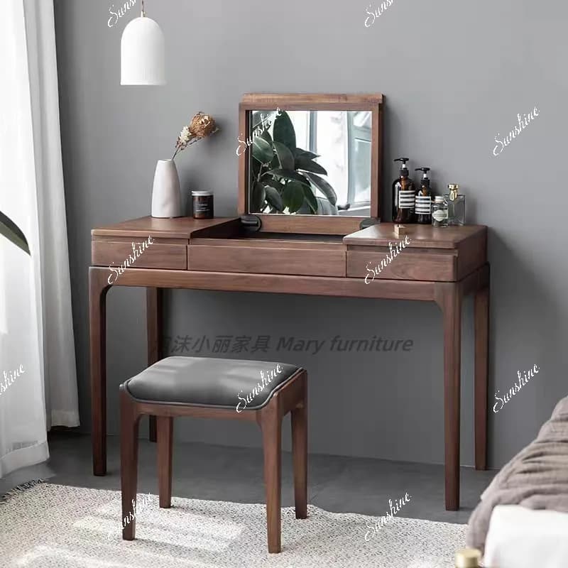 Flip dresser bedroom light luxury simple storage integrated all solid wood makeup table