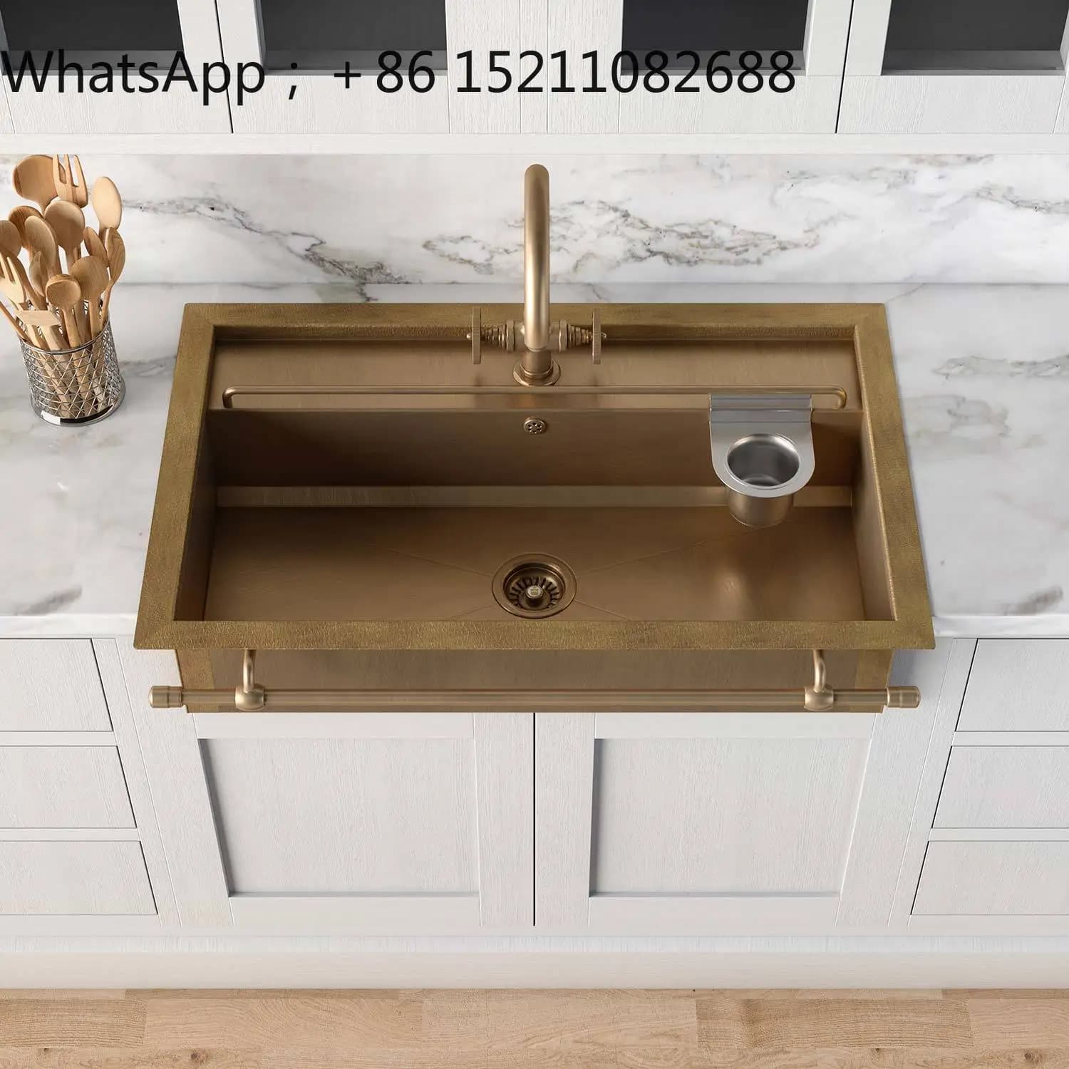 SCY is suitable for pure copper kitchen sink vegetable basin retro embedded under-counter basin dishwasher household single sink