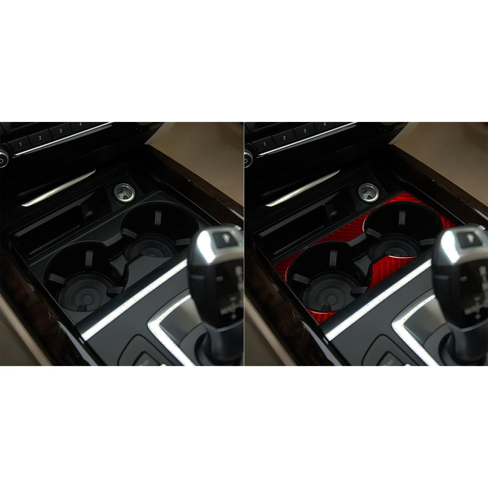 For BMW X5 2014–2018 Car Center Console Cup Holder Frame Trim Real Soft Carbon Fiber Interior Car Accessories Decoration Sticker