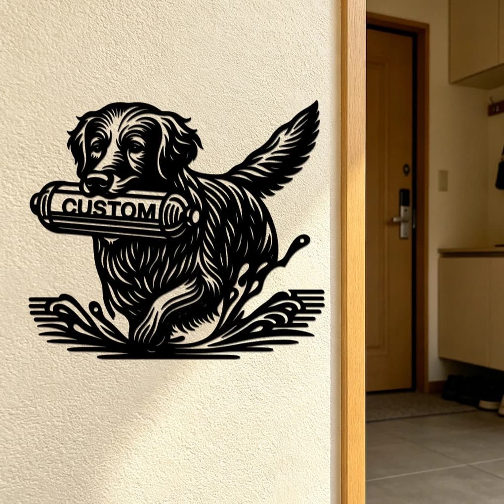 Vintage Golden Retriever Name Plate Metal Wall Sign,Custom Name Fetch Bottle Wall Art,Pet Wall Plaque,Dog Hobbyist Room Decor