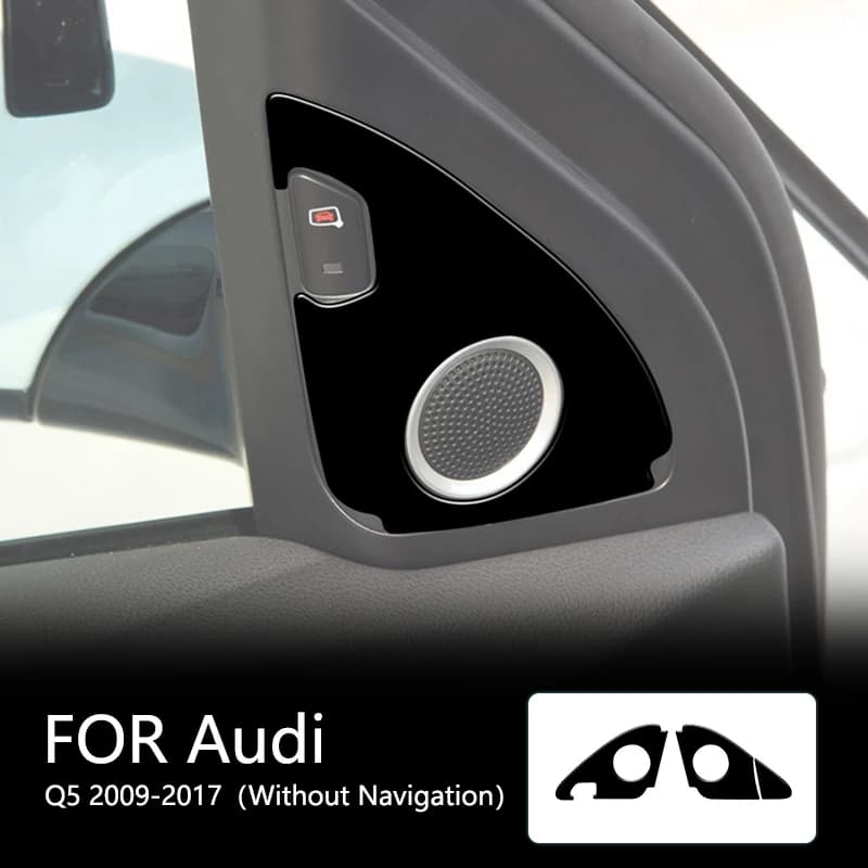 Side Door Tweeter Brand New ABS Gloss Black Stickers For Audi Q5 2009-2017（Without Navigation）Car Interior Accessories