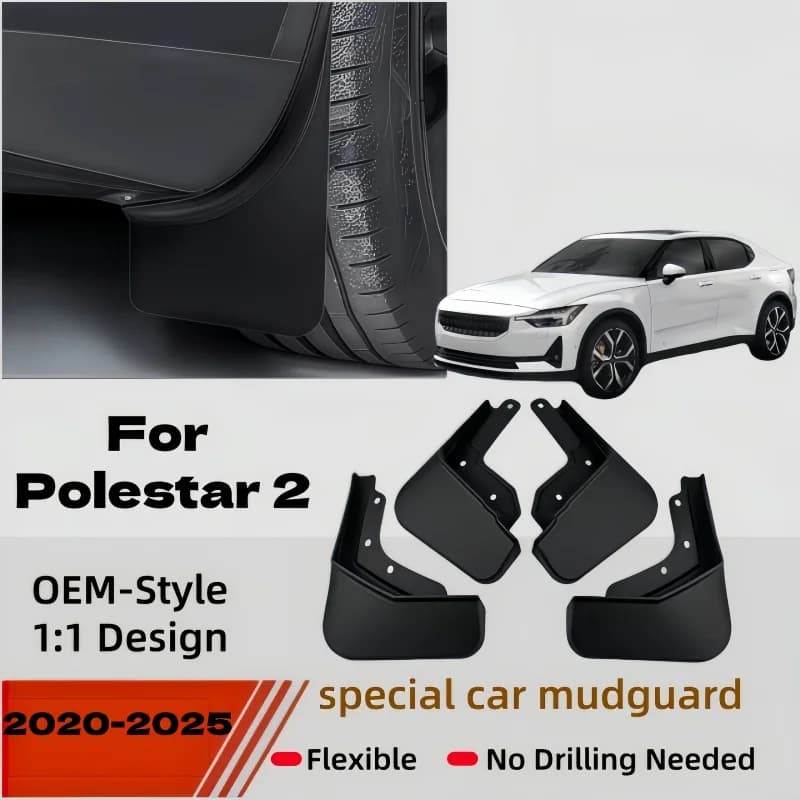 Car Mud Flaps For Polestar 2 Accessories 2024 2020-2025 Auto Mudguards Splash Guard Front Rear Fenders Car Accessories Mudflaps