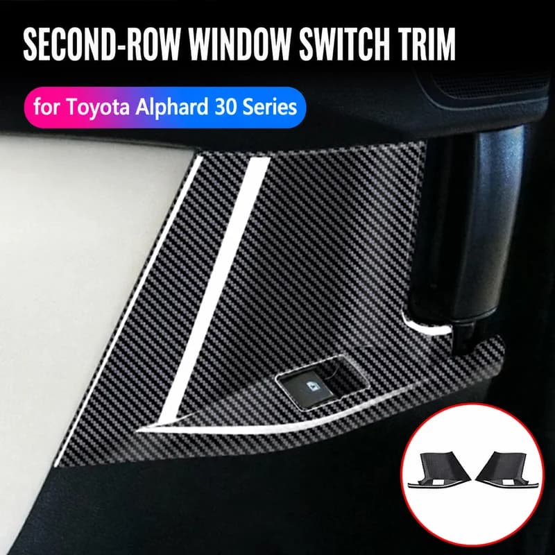 Car Second Row Window Switch Covers for Toyota Alphard Vellfire 30 Series Gloss Black Interior Accessories Door Armrest Trim
