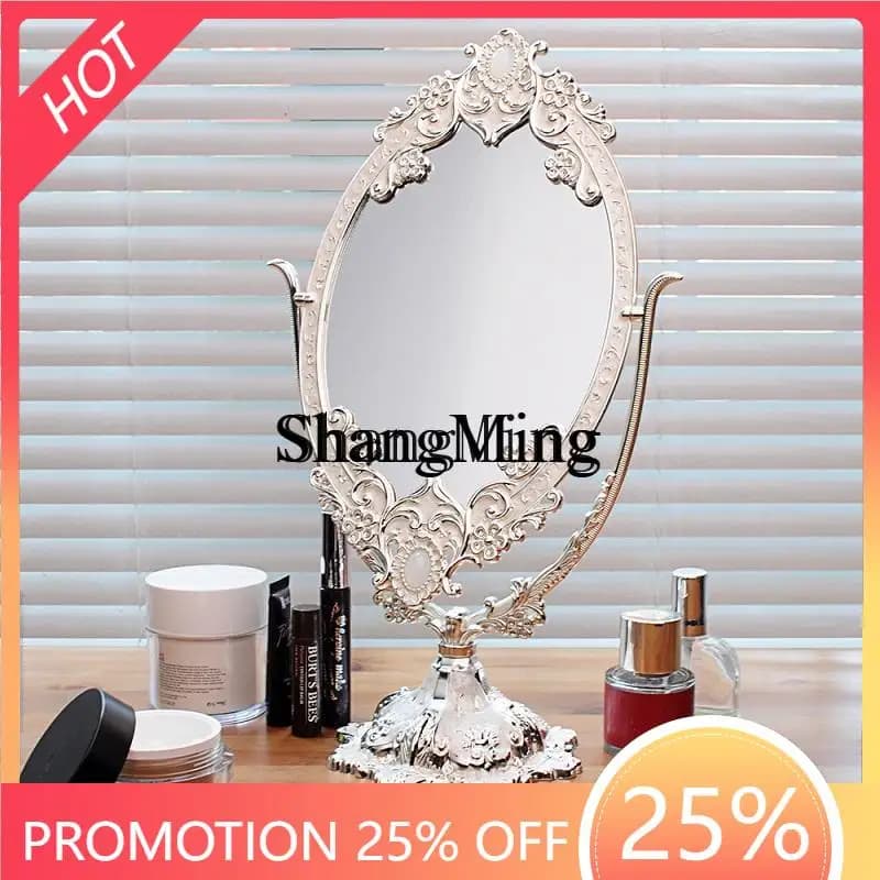 FG good-looking  metal double-sided makeup mirror retro high definition desktop vanity mirror beauty mirror