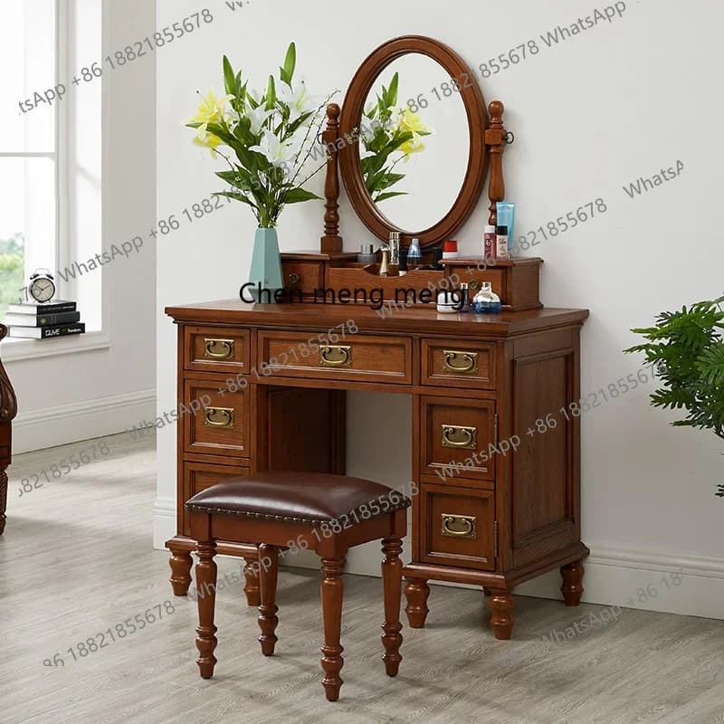 American country solid wood dresser bedroom simple small apartment dressing table multi-purpose storage cabinet R
