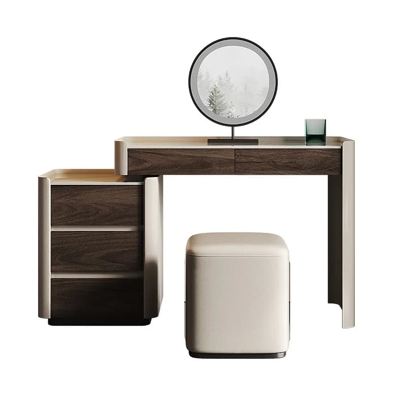 Cx minimalist, bedroom modern simple small apartment solid wood advanced light luxury retractable leather makeup table