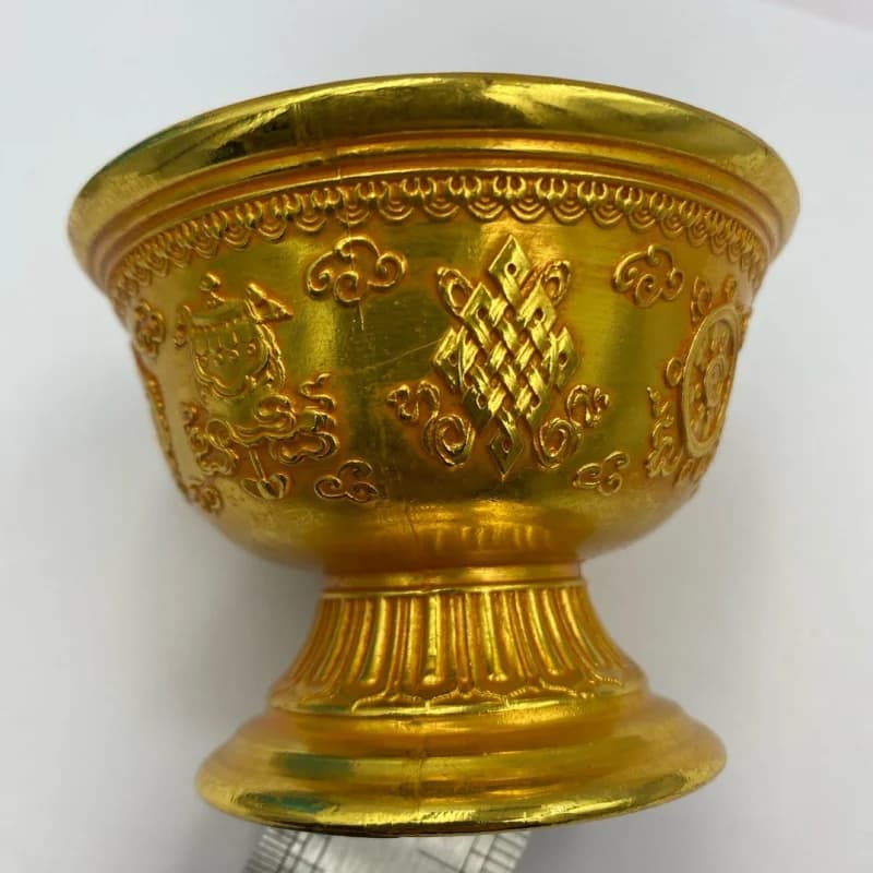 Ancient Artifacts Bowl Holy Water Cup Offering Buddha Lamp Tantric Tibetan Eight Auspic