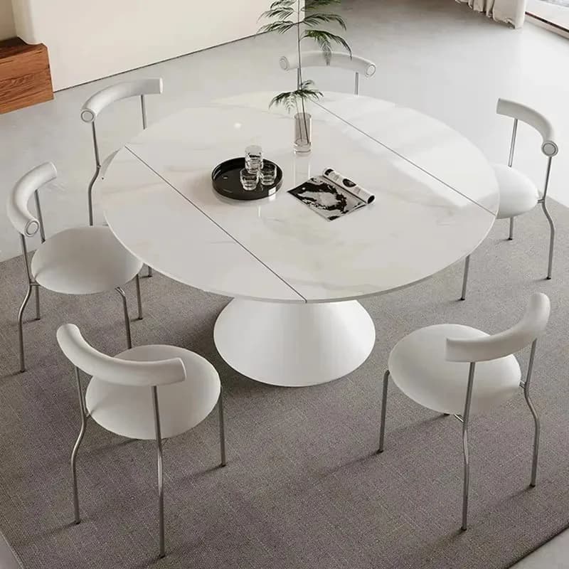 Round Kitchen Dining Table Living Room European Nordic Modern Cheap Dining Table White Big Mesas De Comedor Unique Furniture