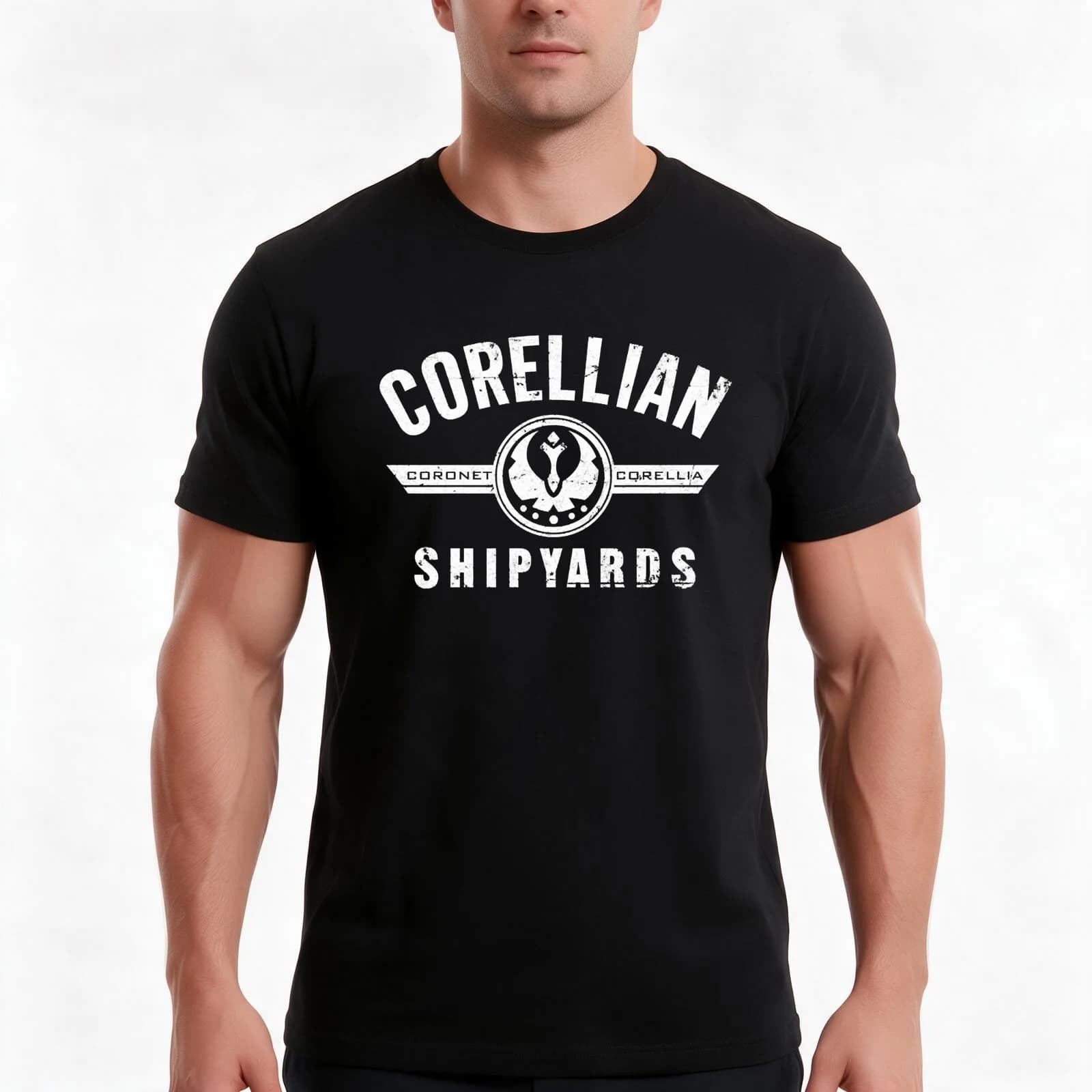 Corellian Shipyards T-Shirt, Summer Casual Cotton Tee, Oversized Streetwear Tops, Vintage Graphic Print, Loose Fit Short Sleeve