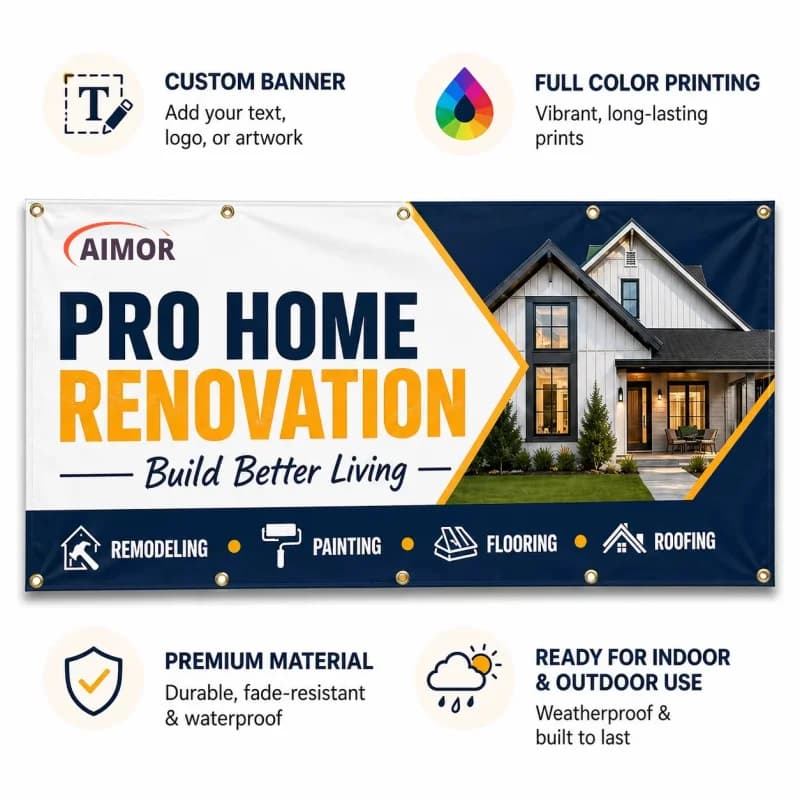 AIMOR Custom Advertising Any Size Picture Colorful Print PVC Outdoor Waterproof Spray Cloth Banner Vinyl/Fabric Vinyl  DIY ﻿