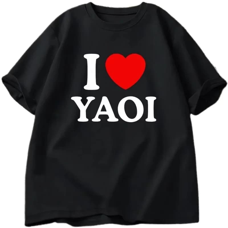 I Love Yaoi T-Shirt  Women Funny Short Sleev Clothes Streetwear Graphic Tees Vintage Fashion Harajuku Kawaii Tshirt Y2K Clothing