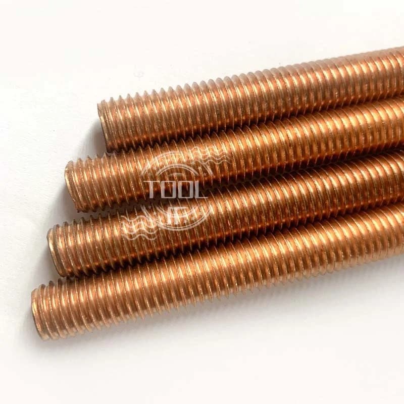 T2 Red Copper Full Thread Studs Double-Ended Threaded Rods M5 M6 M8 M10 M12 M14  Length 30-500mm Support Customization