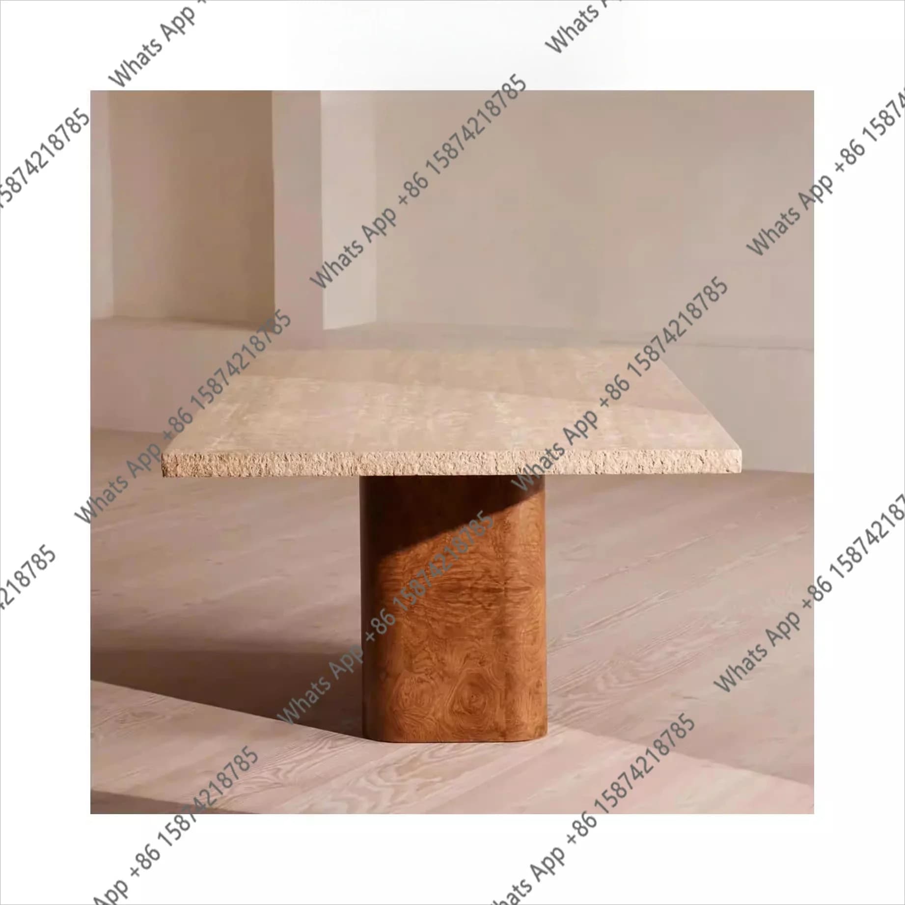 25X Italian Minimalist Designer Natural Travertine Dining Table Medieval Office Rectangular Negotiation Table American Country