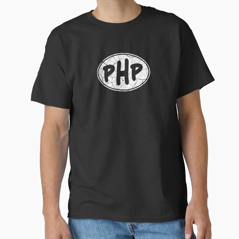 PHP Retro Style - Transparent Linux Operating System Graphic T‑Shirt Short Sleeve Tees Geek IT Developer Fan Gift Streetwear