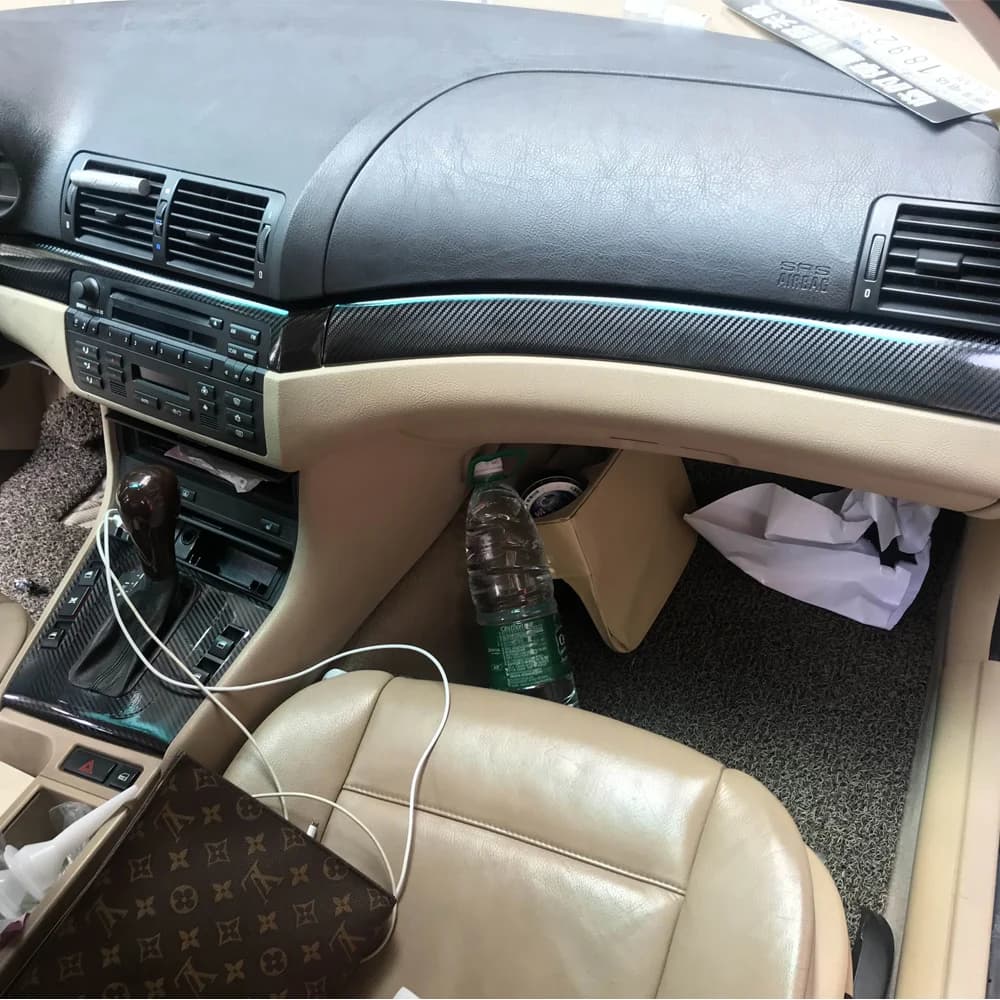 For BMW 3 Series E46 1999-2004 Interior Central Control Panel Door Handle Carbon Fiber Sticker Decals Car styling Accessorie