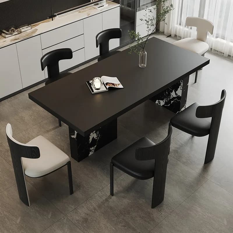 Rectangle Black Dining Table Accent Design Nordic Luxury Save Space Dining Table Universal Mesas De Jantar Postmodern Furniture