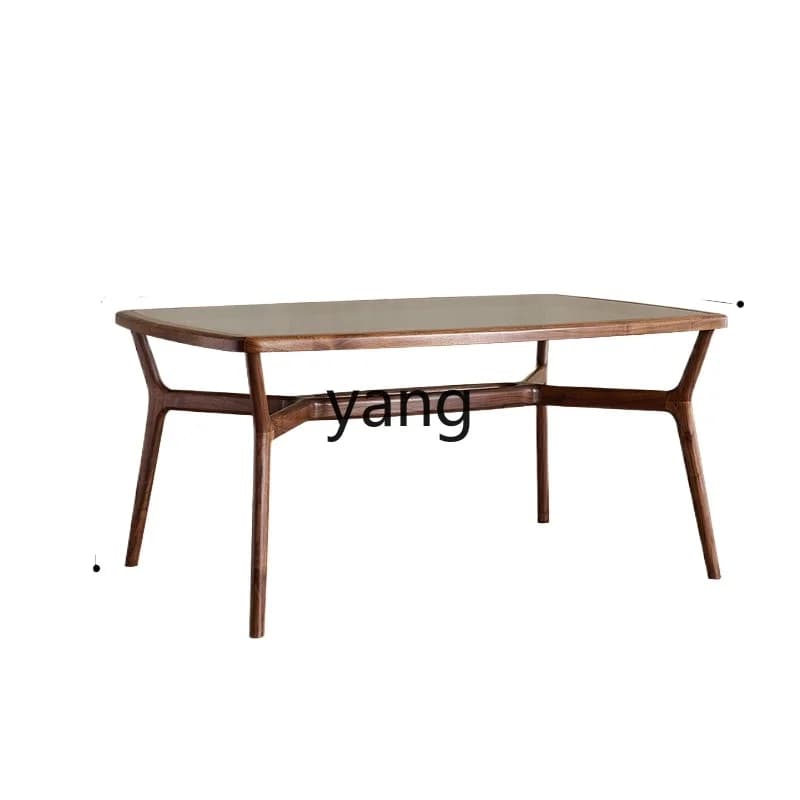 Ltt black walnut tempered glass dining table Italian dining table Simple modern furniture
