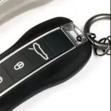 For Porsche Macan Cayenne Panamera Taycan Boxster 718 911 Leather Key Case Smart Key Fob Cover Protector Keychain
