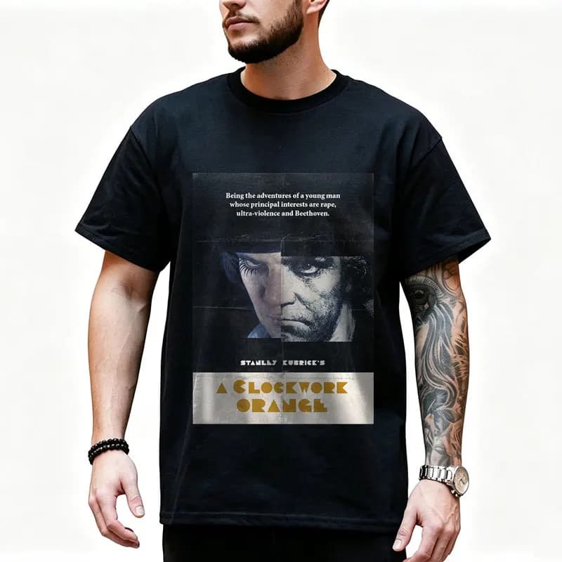 A Clockwork Orange Vintage 90s Graphic T‑Shirt 0907 Dystopian Movie Alex Droogs Print Short Sleeve Punk Gothic Streetwear Tees