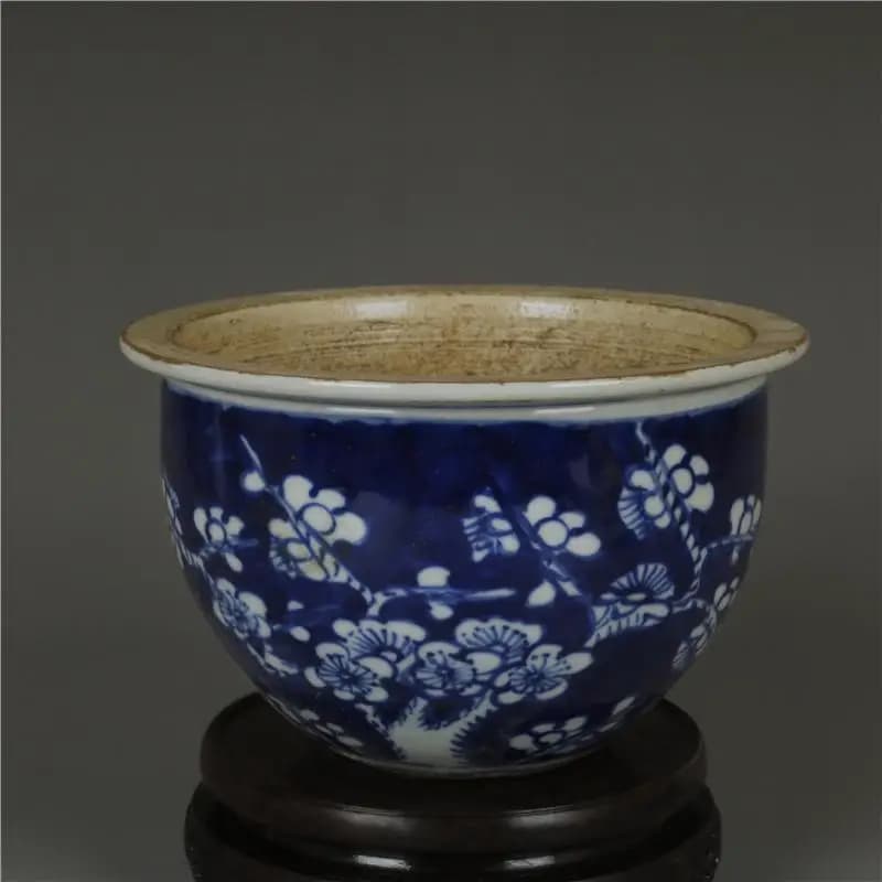 5.9" Collect Chinese Qing Blue White Porcelain Hand Painting Plum Blossom Pot